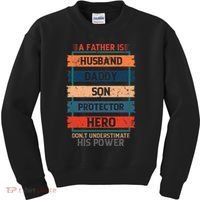 A Father Is Husband Daddy Son Protector Hero Fathers Day Kids Sweatshirt thumb 0