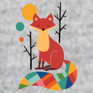 Abstract Fox Illustration Pattern The Baniff Cuffed Pom Beanie