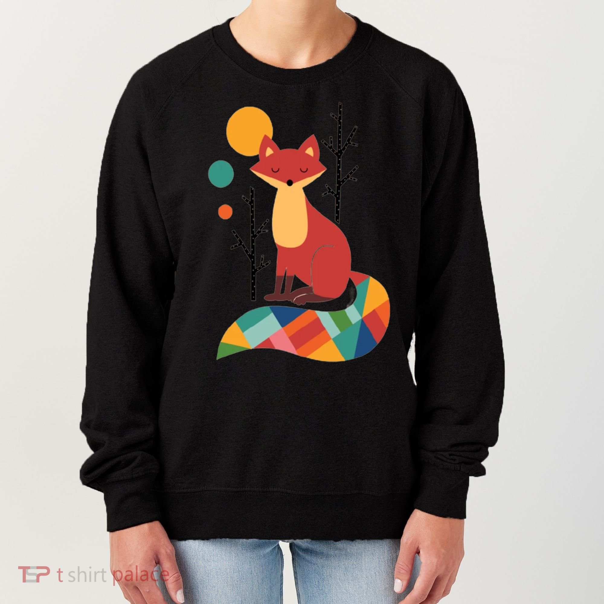 Abstract Fox Illustration Pattern Women's Sweatshirt