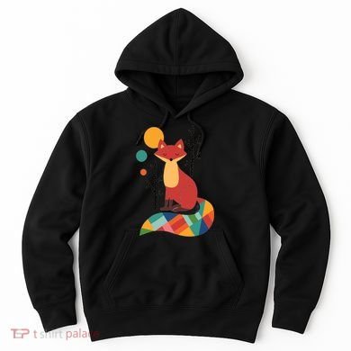 Abstract Fox Illustration Pattern Hoodie