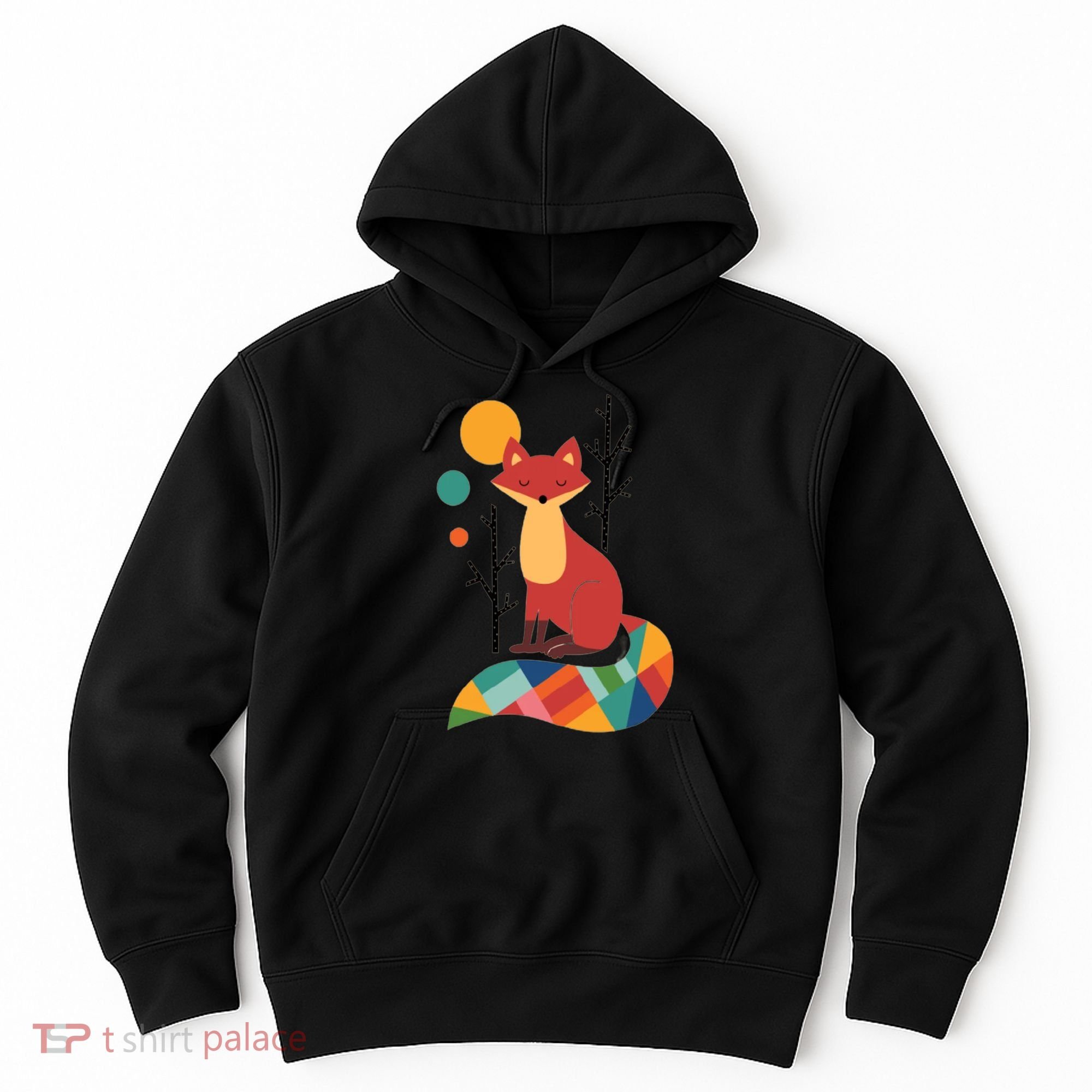 Abstract Fox Illustration Pattern Hoodie