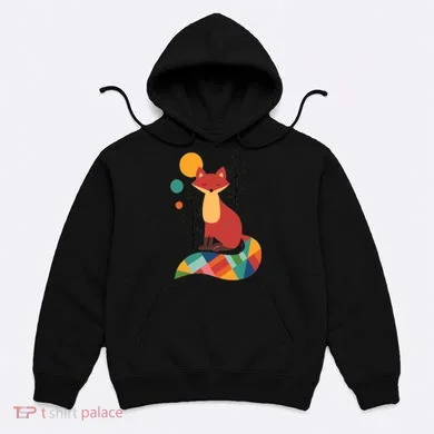 Abstract Fox Illustration Pattern Hoodie