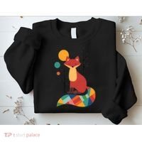 Abstract Fox Illustration Pattern Sweatshirt thumb 2