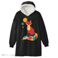 Abstract Fox Illustration Pattern Hooded Wearable Blanket thumb 0