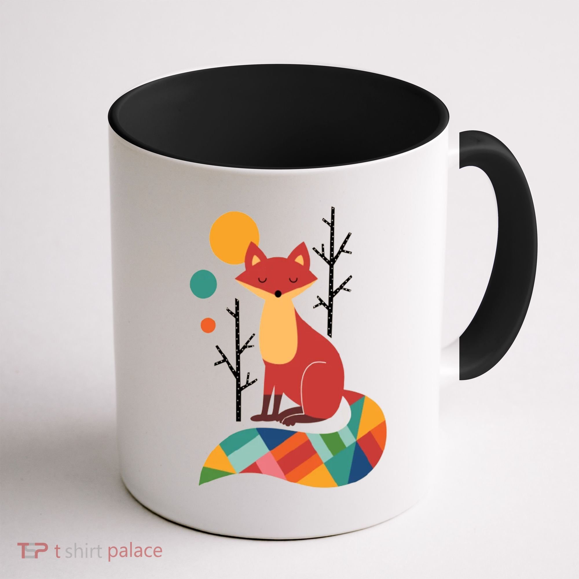 Abstract Fox Illustration Pattern Coffee Mug