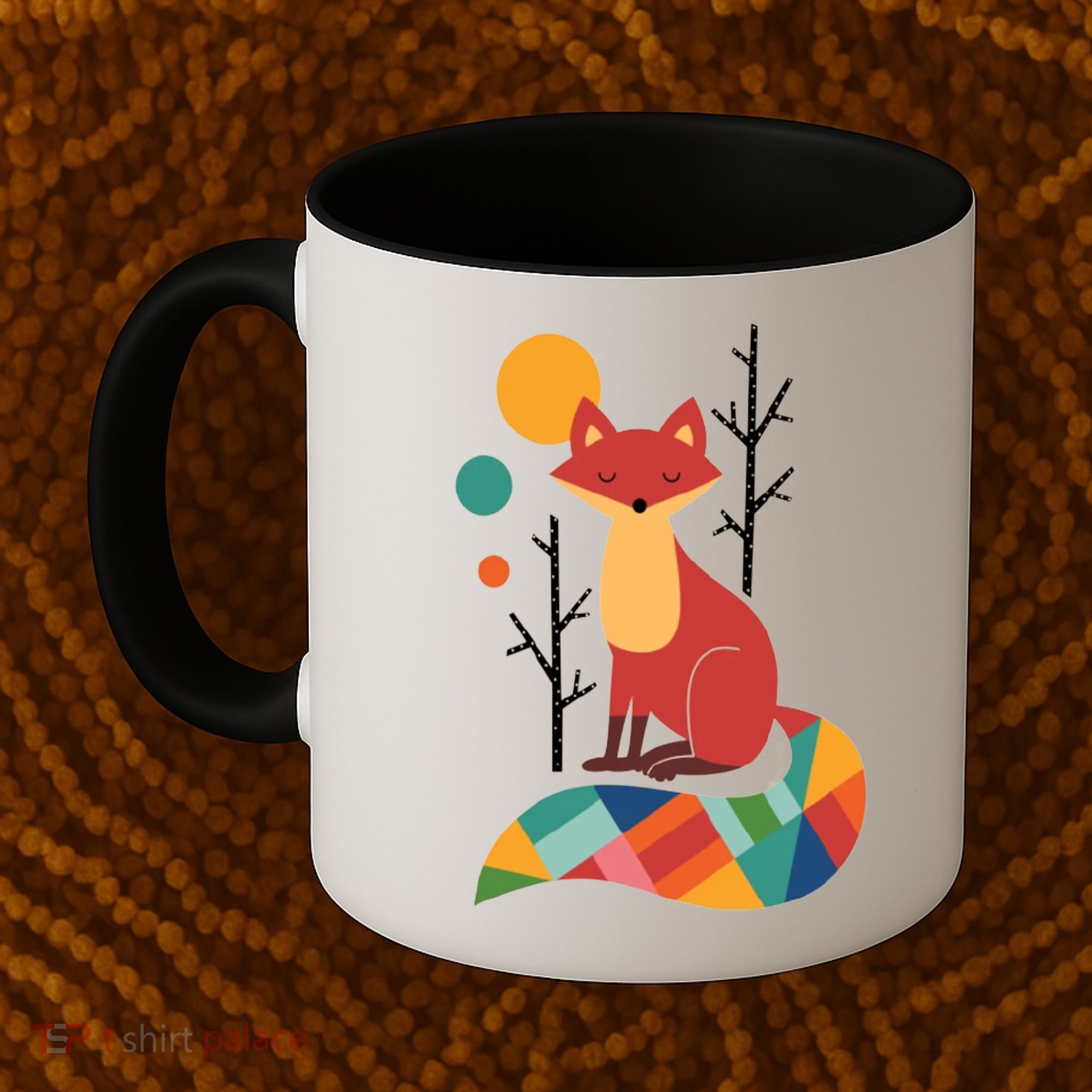 Abstract Fox Illustration Pattern Coffee Mug