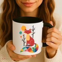 Abstract Fox Illustration Pattern Coffee Mug thumb 3