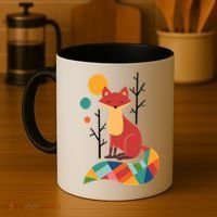 Abstract Fox Illustration Pattern Coffee Mug thumb 4