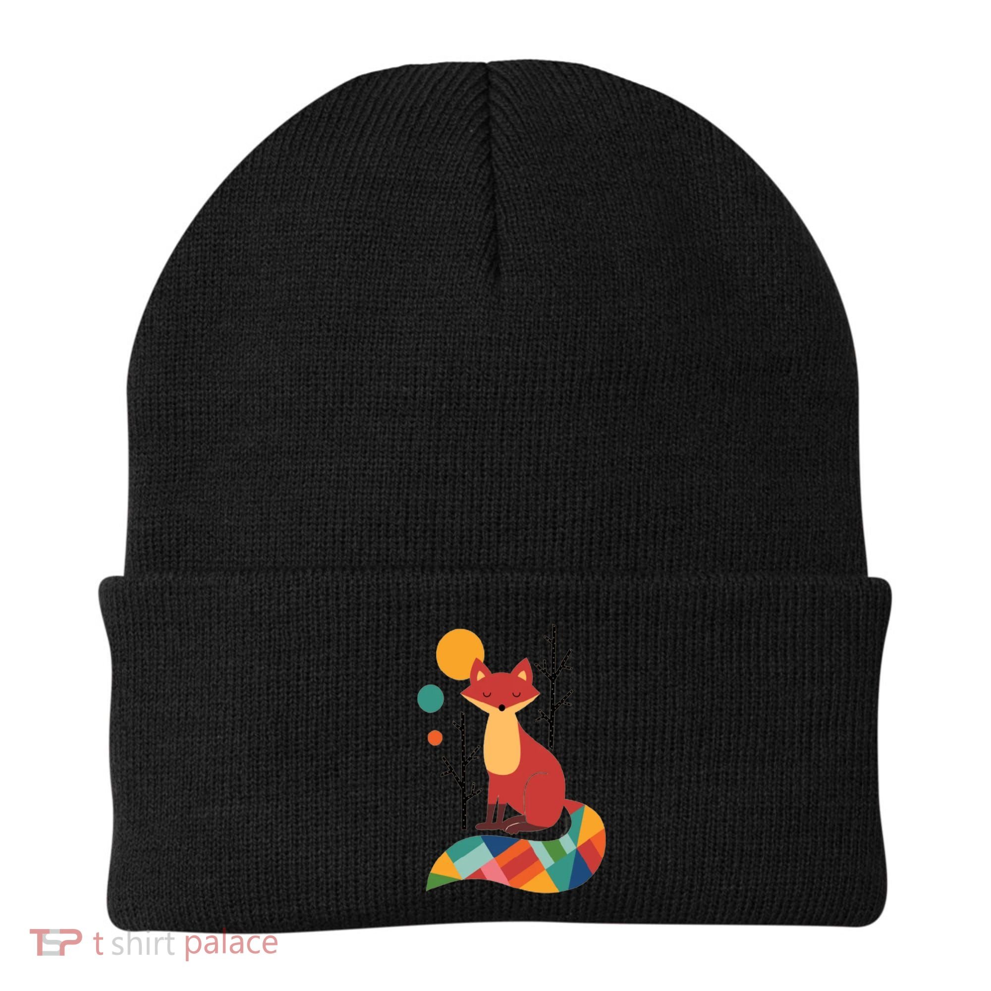 Abstract Fox Illustration Pattern Beanie