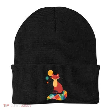 Abstract Fox Illustration Pattern Beanie