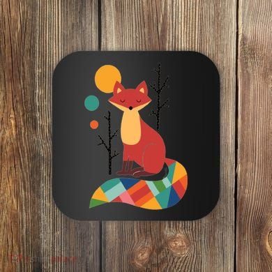 Abstract Fox Illustration Pattern Coaster