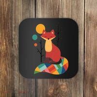 Abstract Fox Illustration Pattern Coaster thumb 0