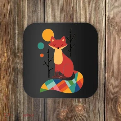 Abstract Fox Illustration Pattern Coaster