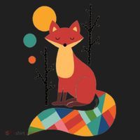 Abstract Fox Illustration Pattern V.I.T. Fleece Crew Sweatshirt thumb 2