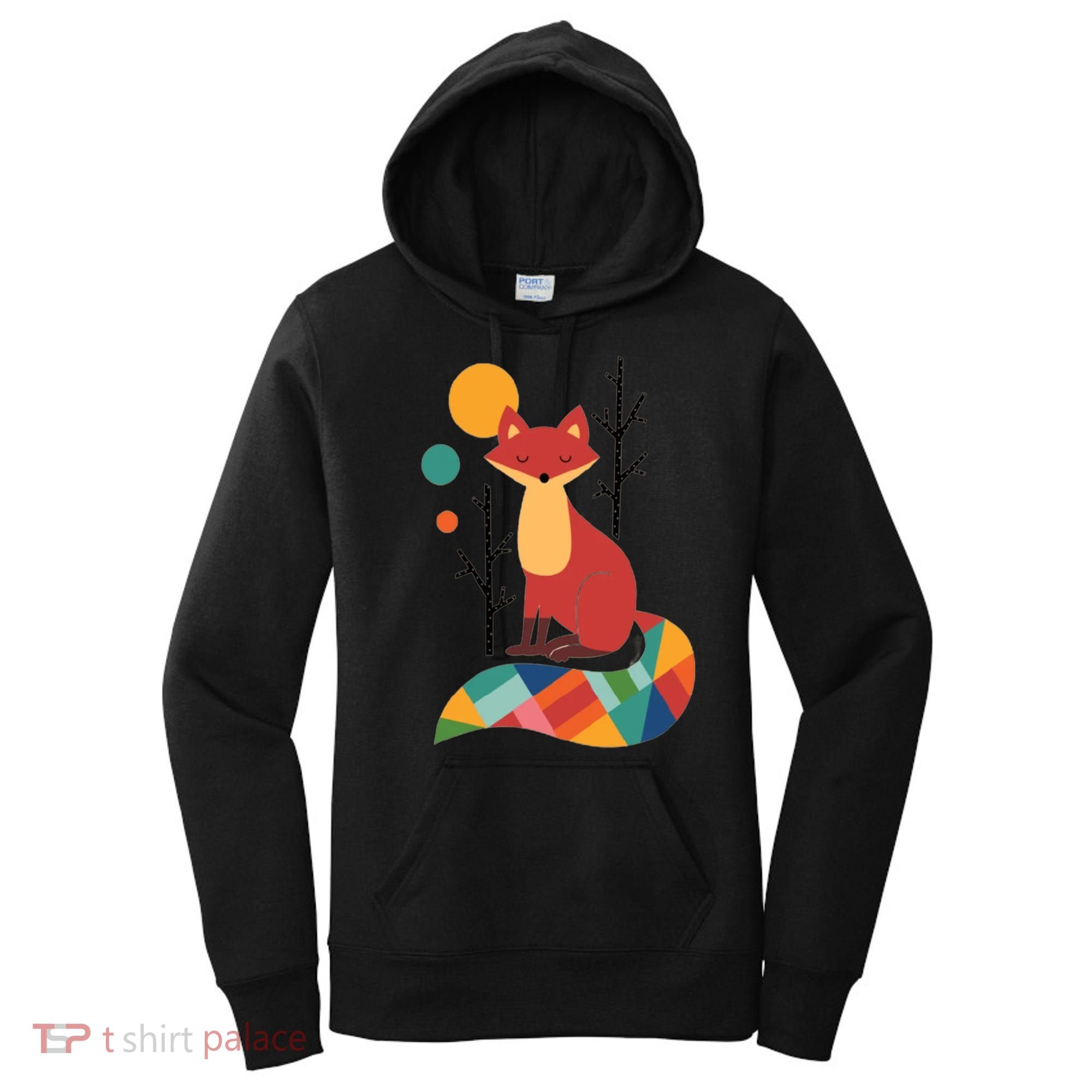 Abstract Fox Illustration Pattern Women's Hoodie