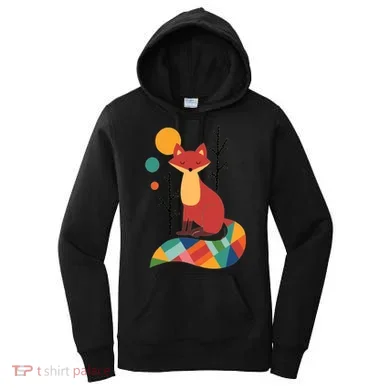 Abstract Fox Illustration Pattern Women's Hoodie