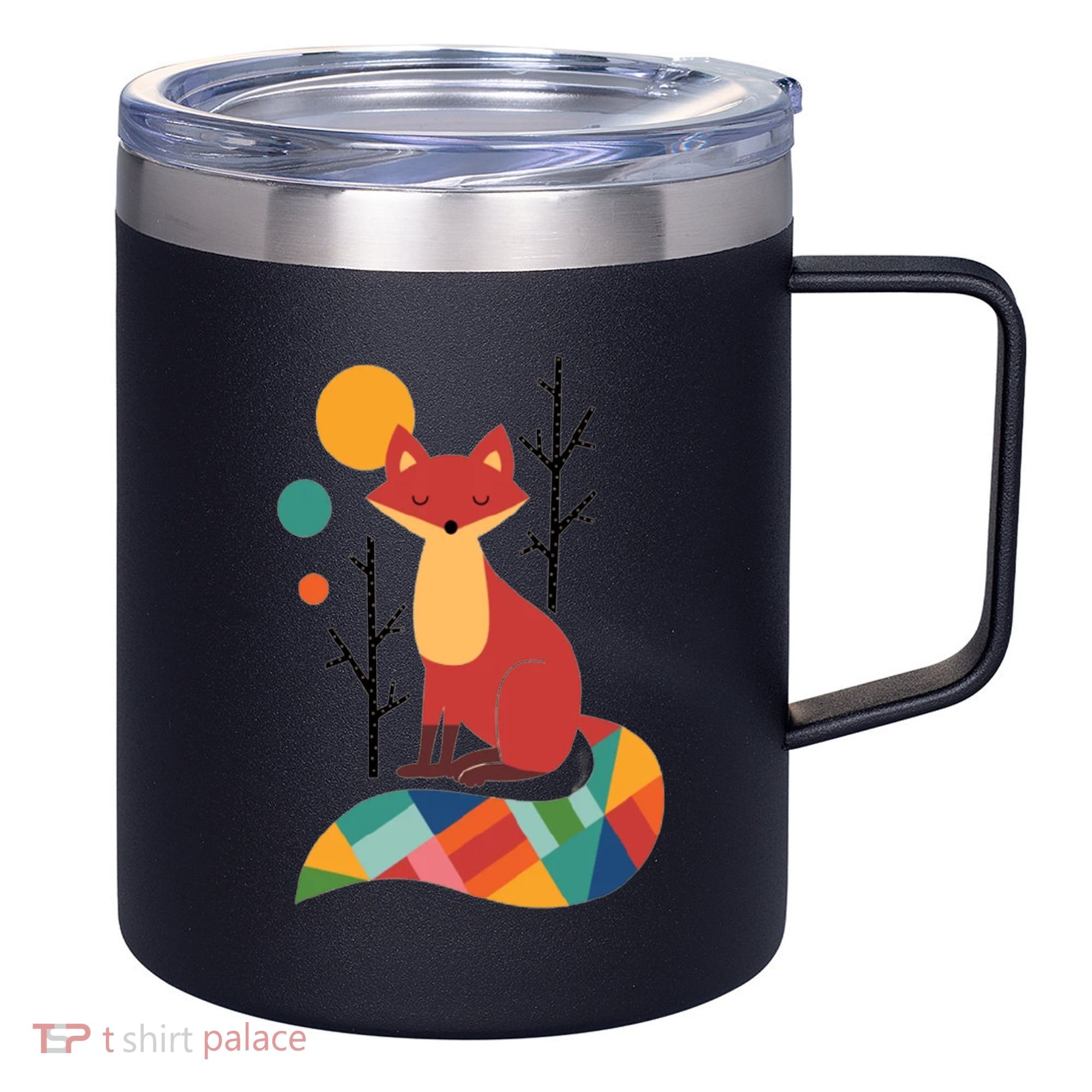 Abstract Fox Illustration Pattern 12oz Stainless Steel Coffee Mug