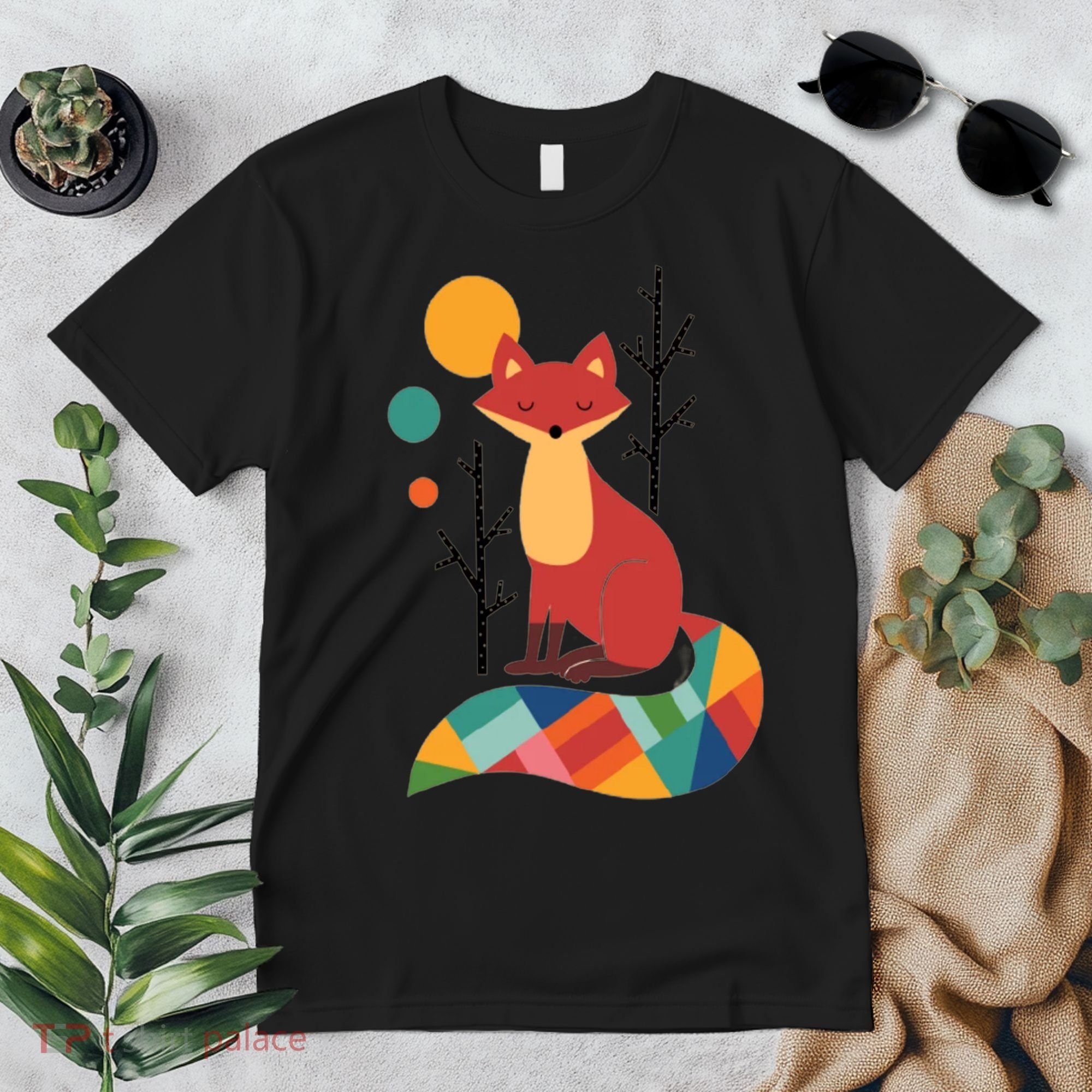 Abstract Fox Illustration Pattern Premium T-Shirt