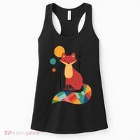 Abstract Fox Illustration Pattern Women's Tank Top thumb 0