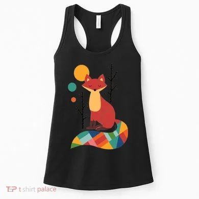 Abstract Fox Illustration Pattern Women's Tank Top