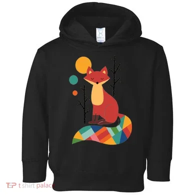 Abstract Fox Illustration Pattern Toddler Hoodie