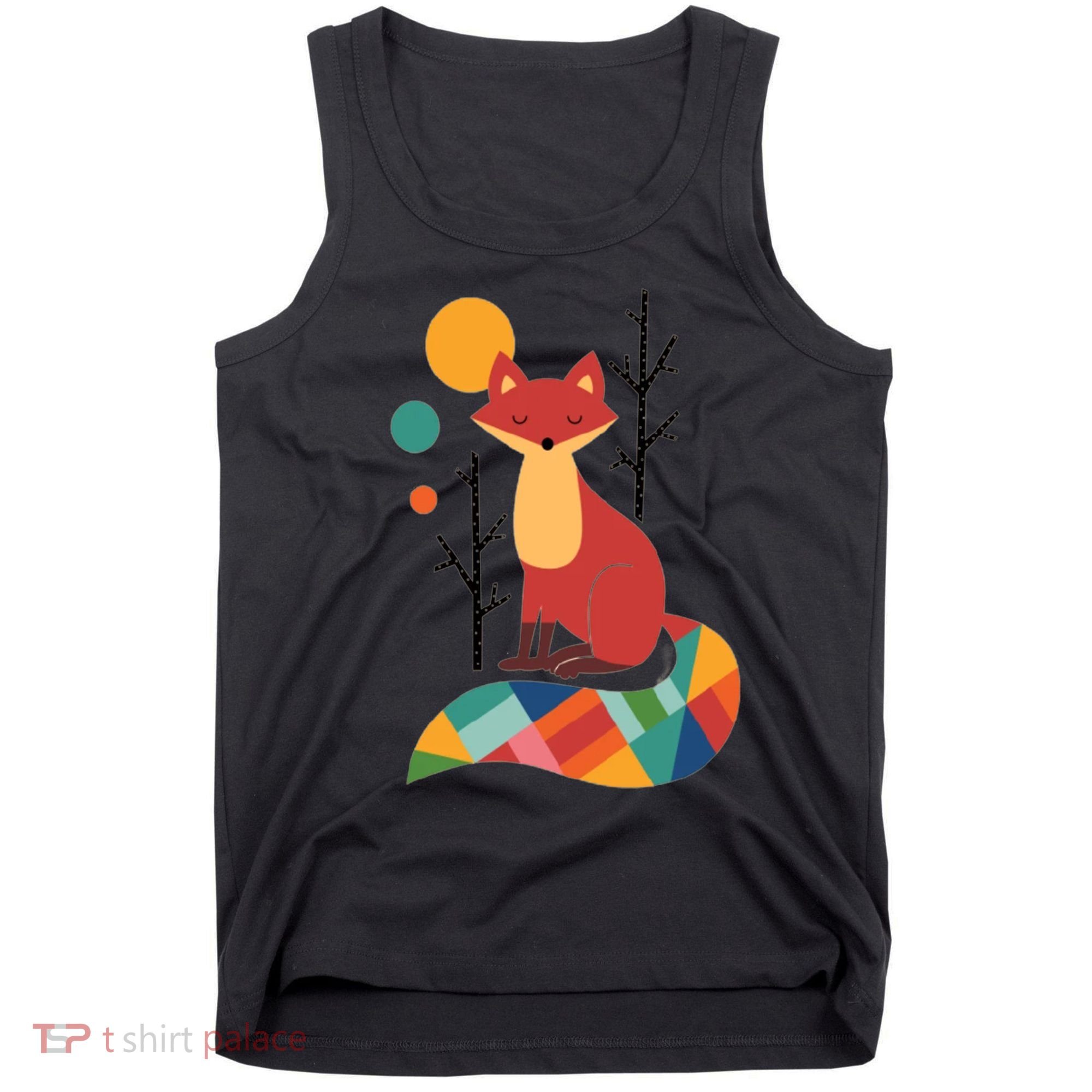 Abstract Fox Illustration Pattern Tank Top