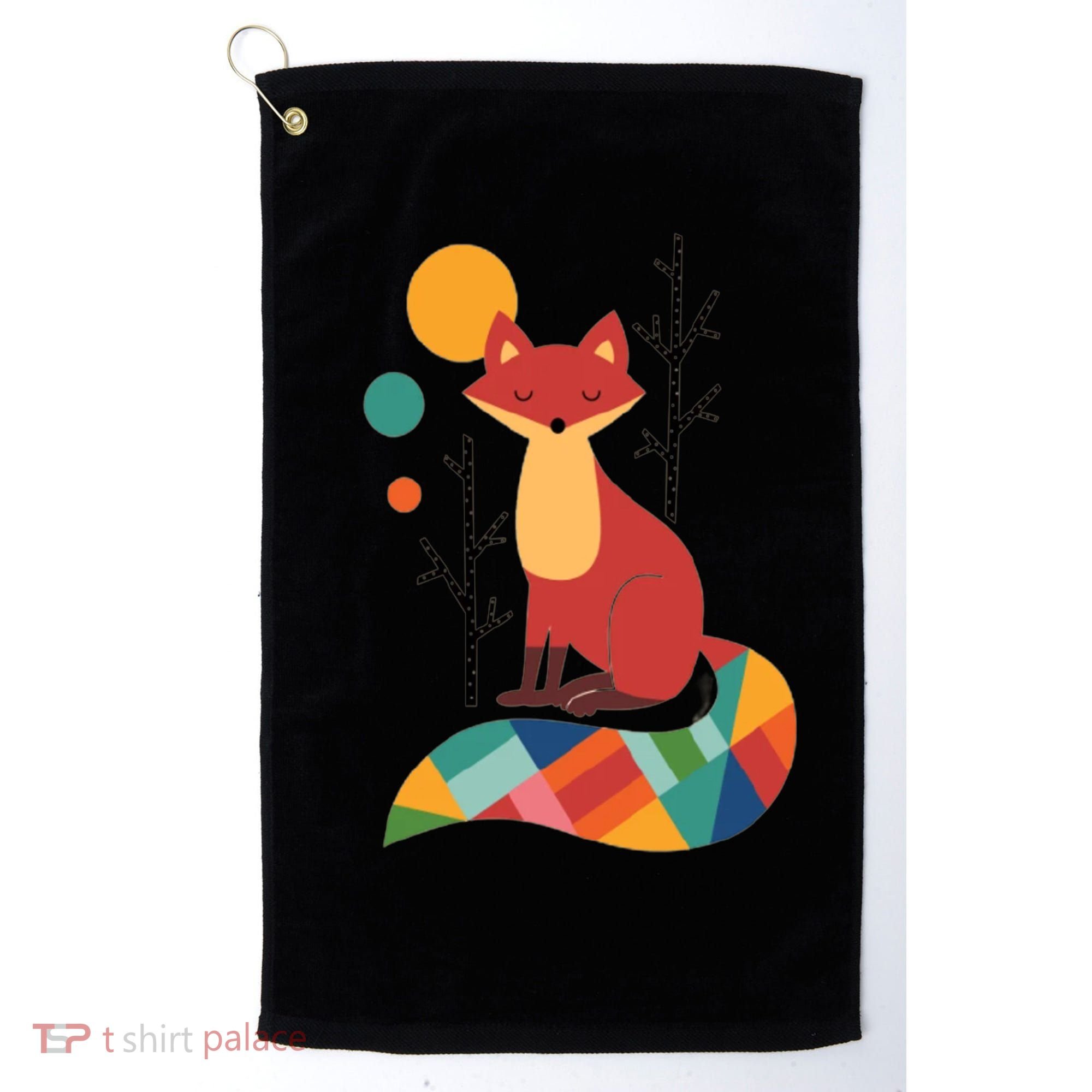 Abstract Fox Illustration Pattern Golf Towel
