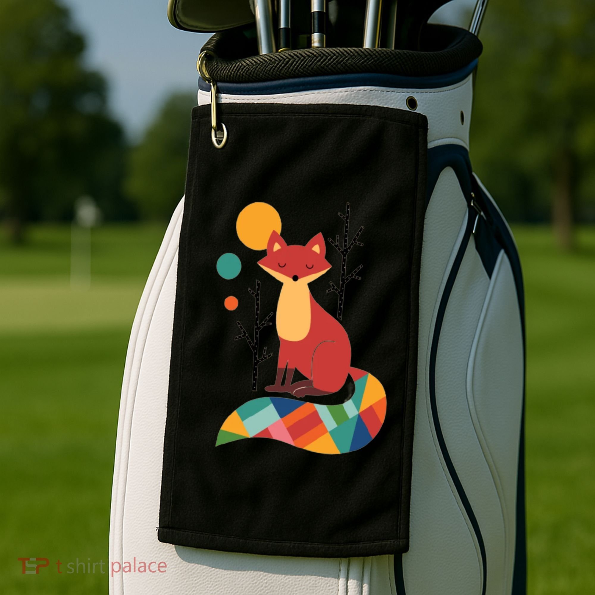 Abstract Fox Illustration Pattern Golf Towel