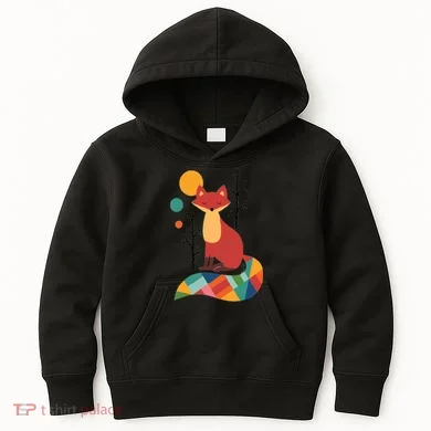 Abstract Fox Illustration Pattern Kids Hoodie