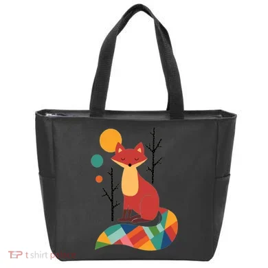 Abstract Fox Illustration Pattern Tote Bag