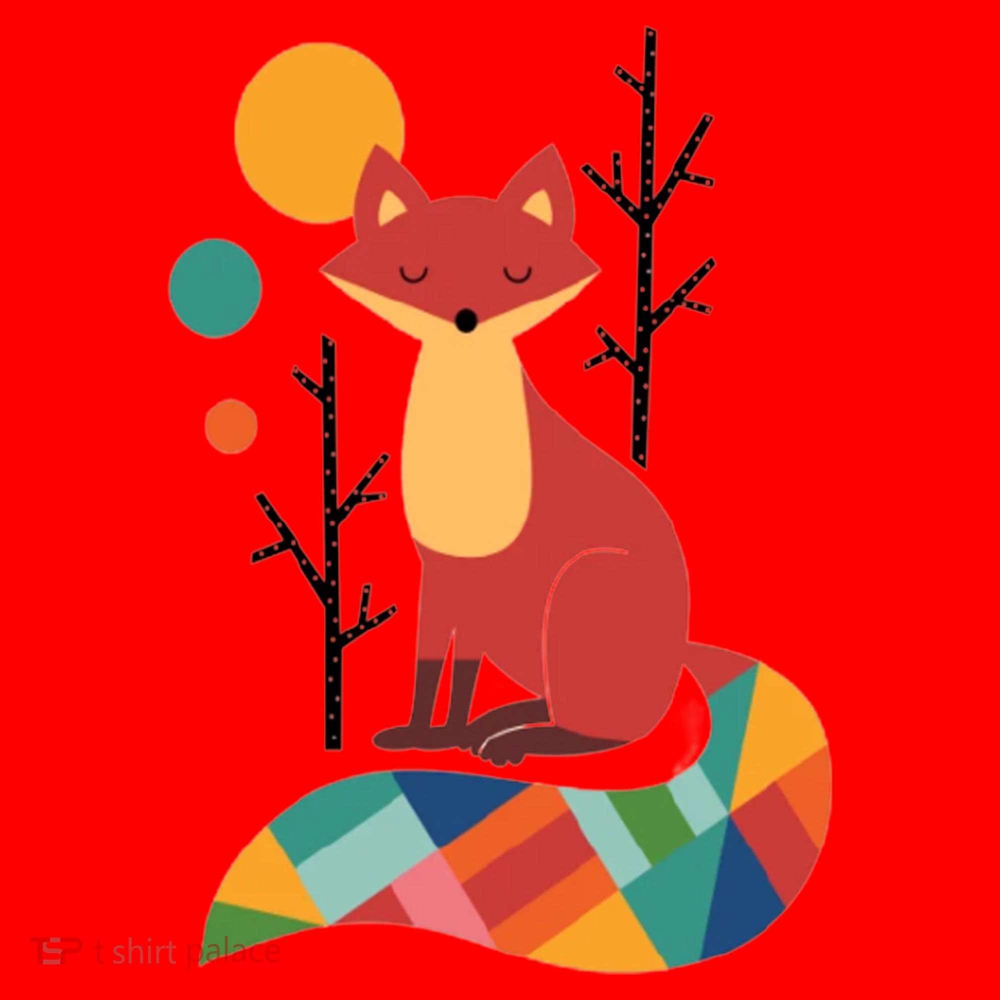 Abstract Fox Illustration Pattern Santa Hat