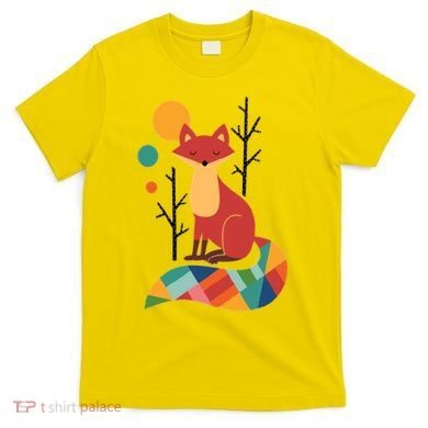Abstract Fox Illustration Pattern T-Shirt