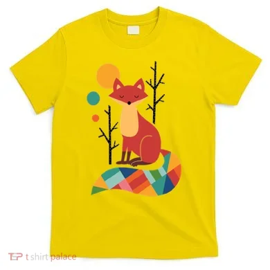 Abstract Fox Illustration Pattern T-Shirt