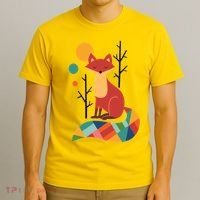 Abstract Fox Illustration Pattern T-Shirt thumb 3
