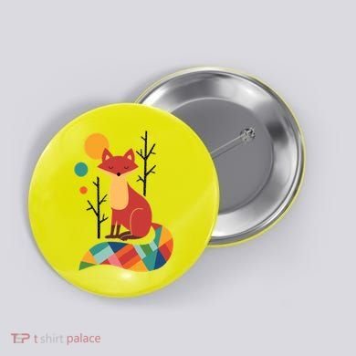 Abstract Fox Illustration Pattern Button