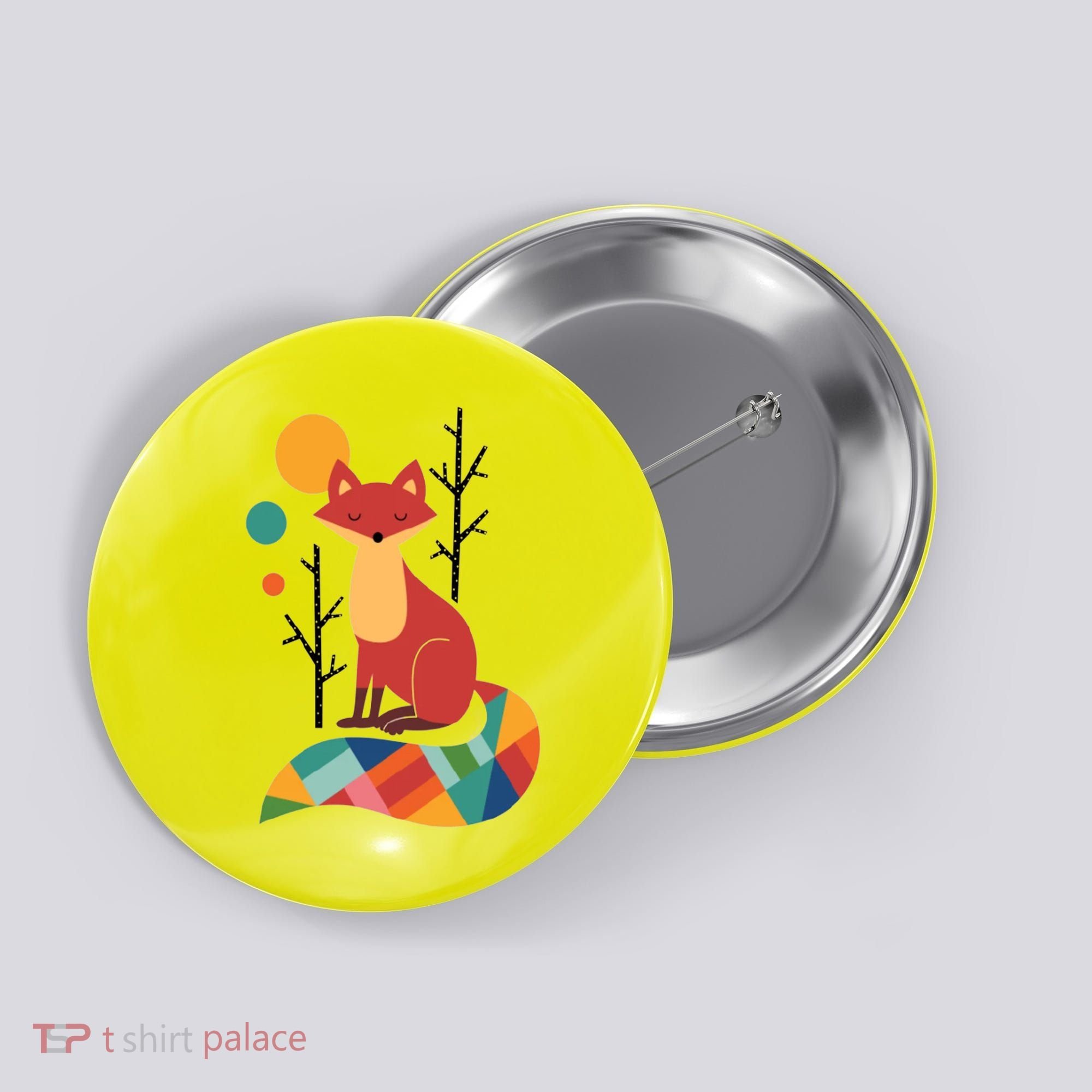 Abstract Fox Illustration Pattern Button