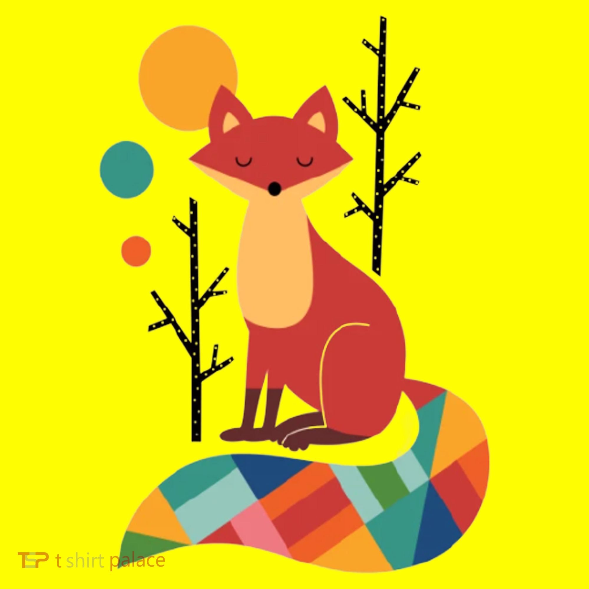 Abstract Fox Illustration Pattern Polo