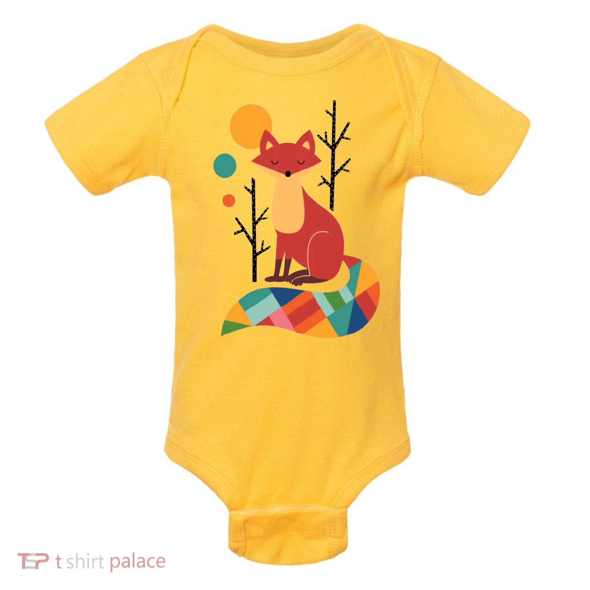 Abstract Fox Illustration Pattern Baby Bodysuit