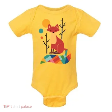 Abstract Fox Illustration Pattern Baby Bodysuit