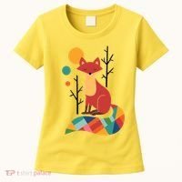 Abstract Fox Illustration Pattern Women's T-Shirt thumb 0