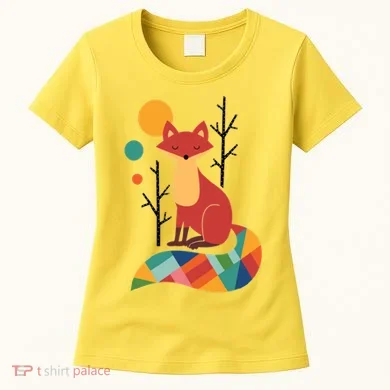 Abstract Fox Illustration Pattern Women's T-Shirt