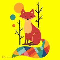 Abstract Fox Illustration Pattern Women's T-Shirt thumb 6