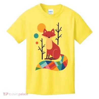 Abstract Fox Illustration Pattern Kids T-Shirt