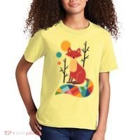 Abstract Fox Illustration Pattern Kids T-Shirt thumb 2