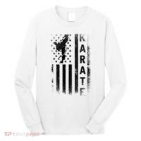 America Flag Japan Martial Arts Ninja Gift Karate Long Sleeve Shirt thumb 0