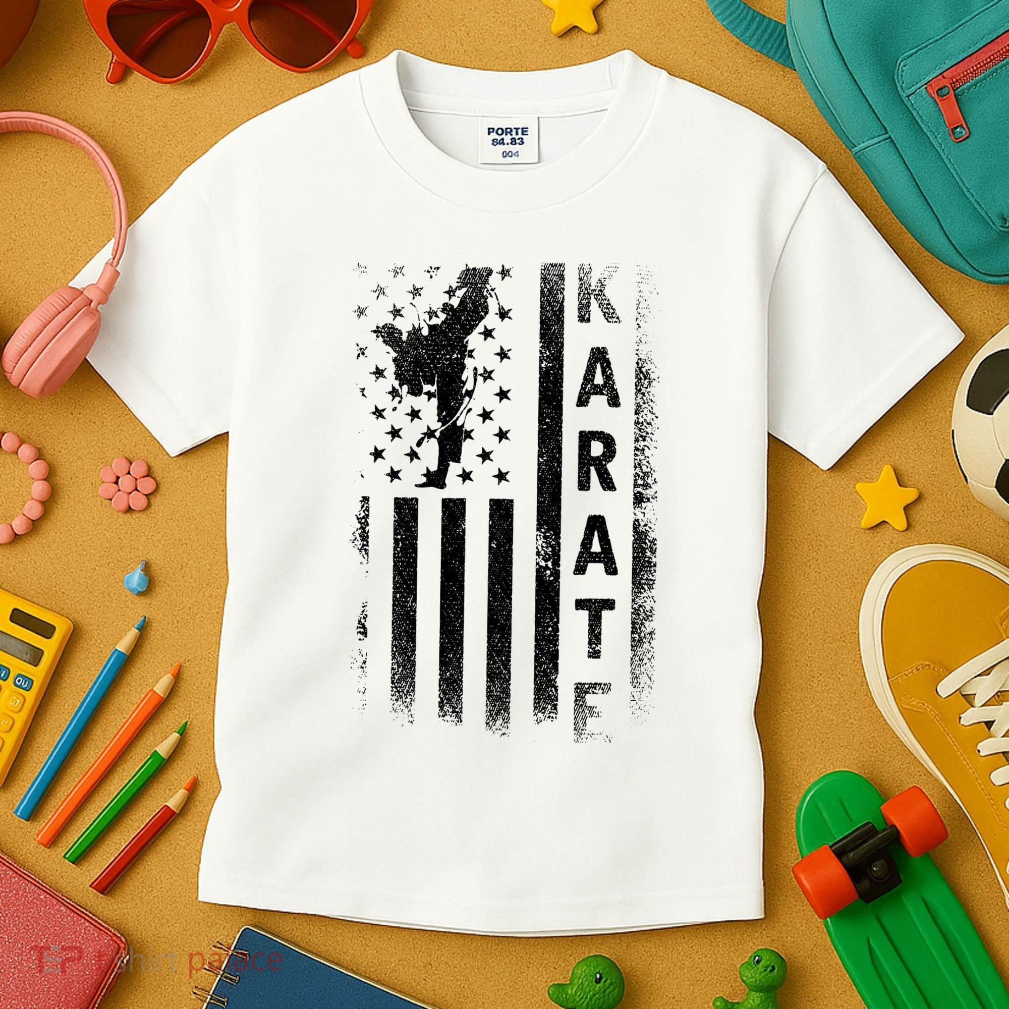 America Flag Japan Martial Arts Ninja Gift Karate Kids T-Shirt