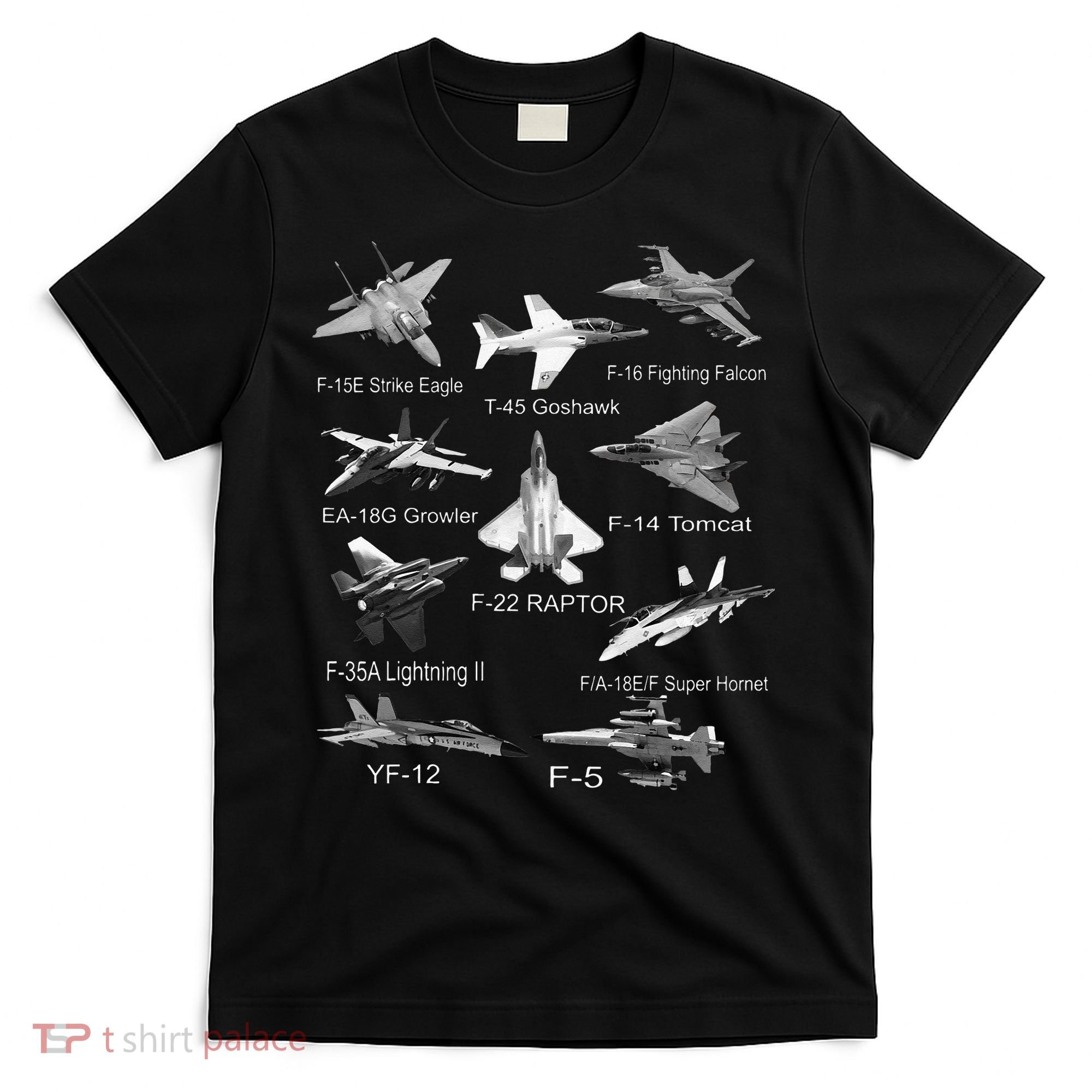 American Fighters Jets F22 Raptor F14 Tomcat Plane Spotting T-Shirt