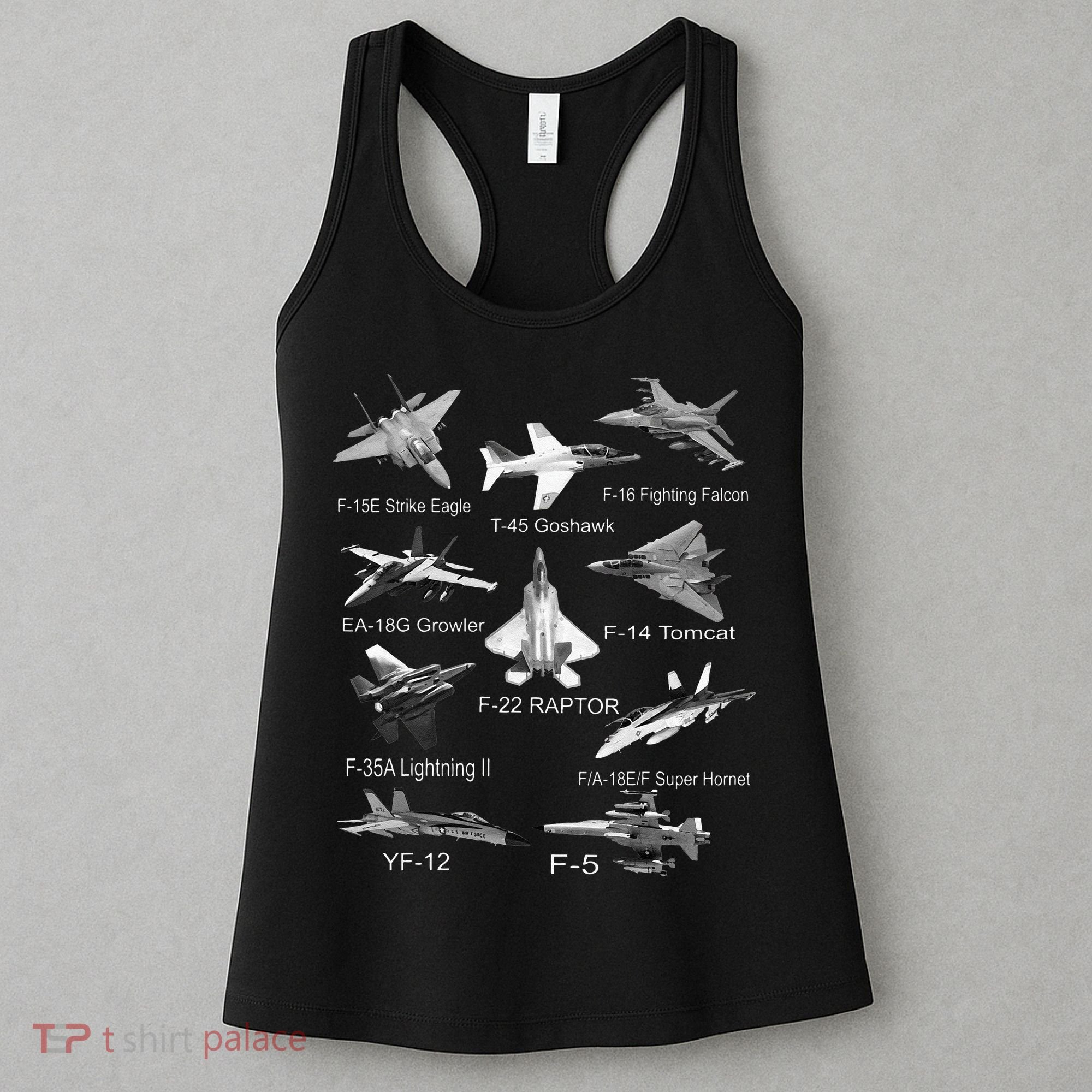 American Fighters Jets F22 Raptor F14 Tomcat Plane Spotting Women's Tank Top
