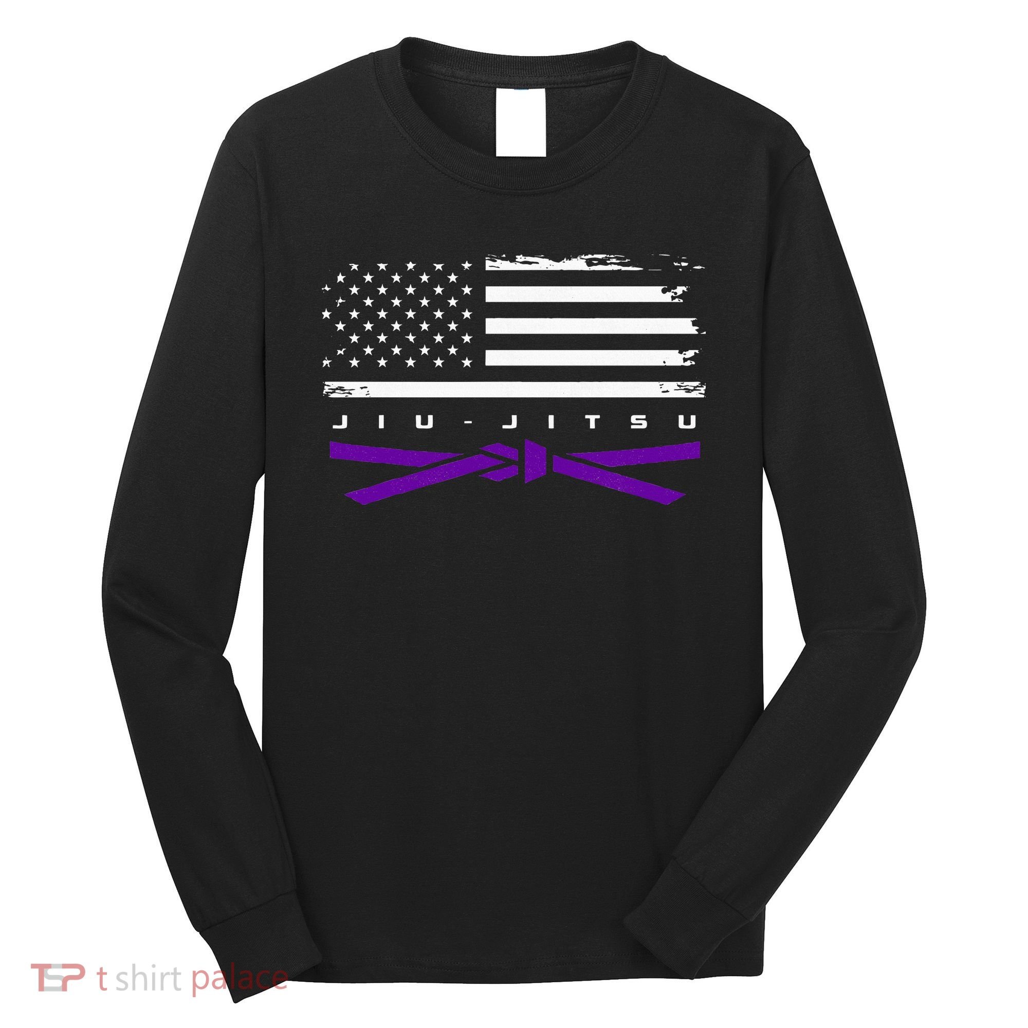American Flag Jiu Jitsu Apparel Purple Belt Jiu Jitsu Long Sleeve Shirt
