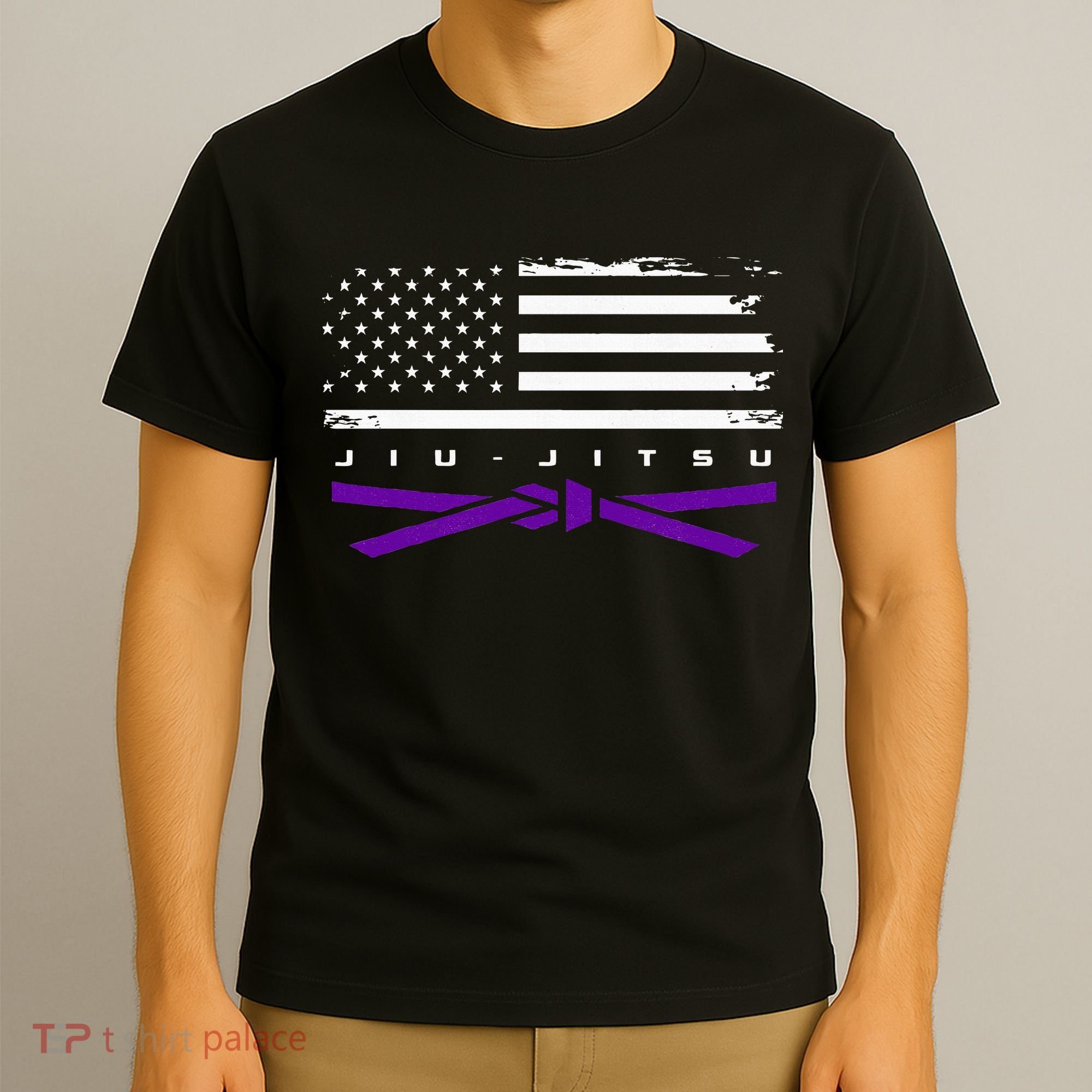 American Flag Jiu Jitsu Apparel Purple Belt Jiu Jitsu T-Shirt
